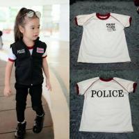 ราคา เสื้อยืดเสื้อลำลองตำรวจเด็กชายหญิง ชุดอาชีพเด็ก#fin (1844439292)