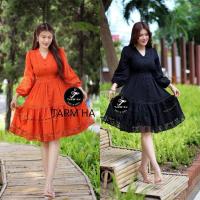 ราคา เดรสแขนยาวสีดำ ชุดเดรสสีส้ม งานป้าย Tarmha (28153118985)