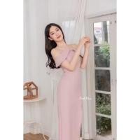 ราคา เดรสงานแต่งสีชมพู เดรสปาดไหล่สีชมพู ชุดเพื่อนเจ้าสาวสีชมพู (29134204778)