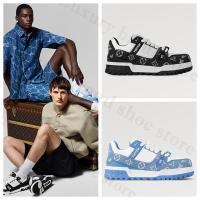 ราคา Louis Vuitton คลาสสิค ใหม่ LV TRAINER MAXI Monogram denim ผู้ชาย รองเท้าผ้าใบ ของแท้ (29803320152)