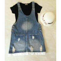 ราคา เอี๊ยมกระโปรงยีนส์ ชายแต่งลูกไม้ขาว (1034171574)