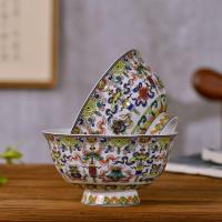 ราคา จิงเต๋อเจิ้น ชามเซรามิกครัวเรือนจีนกระดูกจีนชามข้าวชามก๋วยเตี๋ยวชามโจ๊กสไตล์ทิเบตแปดสมบัติชามโบราณบนโต๊ะอาหาร8.21 (42063514180)