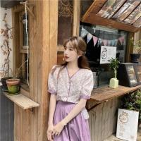 ราคา เสื้อลายดอกสีม่วงสไตล์เกาหลี น่ารักมากพร้อมส่ง (11583352084)
