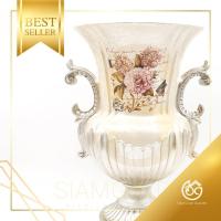 ราคา SGG แจกันสีขาว ลายดอกไม้ สไตล์ Italy สไตล์วินเทจ เรียบหรู ผลิตจากเรซิน ขนาด 30กว้าง x 30ยาว x 45สูง cm (OID075) (5634906461)
