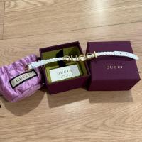 ราคา Gucci White Leather Bracelet Size S (40552652828)