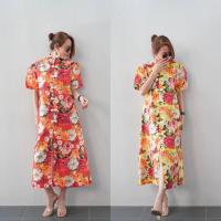 ราคา เดรสกี่เพ้าตรุษจีน ผ้าไหมอินเดีย ทรง​เอ ผ่าหน้าติดกระดุมกี่เพ้า ป้าย Perfect Style (26322777192)