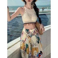 ราคา Dopamine Graffiti พิมพ์กางเกงขากว้างสำหรับผู้หญิง,ชุดชายหาดฤดูร้อน,กางเกงชายหาดเอวสูง,drapey slit ก (29766077291)