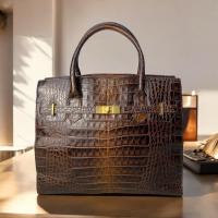 ราคา กระเป๋าถือหนังจระเข้แท้ ESQUIRE COLLECTION แบรนด์แท้งานวินเทจ หนังจระเข้ป่าฟอกนิ่ม มือสองนำเข้า (41057778911)