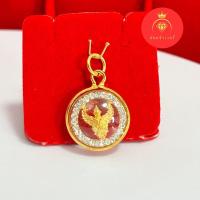 ราคา จี้พญาครุฑ กรอบสีทอง ล้อมเพชร(แถมฟรีผ้ายันต์พญาครุฑ) (24420671673)