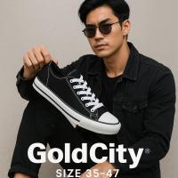 ราคา รองเท้าผ้าใบแฟชั่น GOLDCITY สีดำ แบบผูกเชือก Size 37-47 (41170782202)