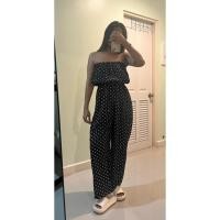 ราคา จั้มเกาะอก จั้มขายาว สีดำลายจุด ฟรีไซส์ (26103630202)