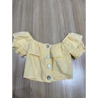 ราคา เสื้อครอปสีเหลือง เปิดไหล่ ผ้าลินิน แบรนด์ Topshop (22214504992)