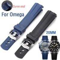 ราคา 20 มม.ปลายโค้งยางสายนาฬิกาซิลิโคนสําหรับ Omega New Seamaster 300 universe 007 นาฬิกา Soft strap Men Replacementme (41421217015)