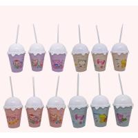 ราคา แก้วน้ำ แก้วน้ำพลาสติก มาพร้อมหลอด มีฝาปิด พกพาสะดวก ลายน่ารัก สุ่มลาย สินค้าพร้อมส่ง (27708635605)