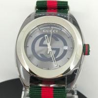ราคา นาฬิกาผู้ชาย นาฬิกา Gucci SYNC 137.1 ของแท้ มือสอง หน้าเทา สายนาโต้ เขียวแดง นาฬิกา Gucci ผู้ชาย ราคา (44409936717)