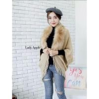 ราคา ผ้าคลุมไหล่ เสื้อคลุมขนฟรุ้งฟริ้ง สีน้ำตาลอ่อน (29017064757)