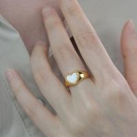 ราคา . - 18K gold Vintage white heart [Silver925 ] แหวนปรับขนาดได้ แหวนเงินชุบทอง18K (14154814993)