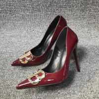 ราคา Balenciaga 2024ใหม่ฤดูใบไม้ร่วงสีเบอร์กันดีตัวอักษรคู่สไตล์ฝรั่งเศสรองเท้าส้นสูงผู้หญิงรองเท้าส้นสู (28709037334)