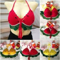 ราคา บราถักBikini แตงโมใบพัดเชือกผูกหน้า พร้อมฟองน้ำ งานถักมือ100%(พร้อมส่ง) (19686928019)