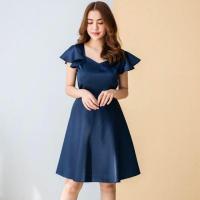 ราคา เดรสสีกรมท่า​ ชุดไปงานสีกรมท่า​ ชุดออกงานสีกรมท่า​ เดรสออกงานสี​กรม​ ชุดราตรีสีกรม ชุดแขนระบาย​ เดรสกระโปรงทรงปล่อย​ (2012976353)