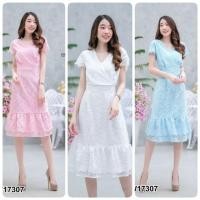 ราคา ชุดทำบุญ งานบวช ชุดลูกไม้ ชุดสีขาว เดรสลูกไม้ ชายระบาย เสื้อผ้าแฟชั่น ชุดเที่ยว ชุดไปงานบวช 17307 (3814282001)