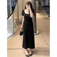 ราคา กระโปรงยาวสไตล์ดอกไม้สำหรับผู้หญิงสีดำ ทอลายหลุย มีแถบและเหมาะสำหรับฤดูร้อน (40822206733)