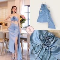 ราคา เดรสยาวสีฟ้า เดรสสายเดี่ยว : 02-00531 ชุดธีมสีฟ้า ชุดไปงานแต่ง งานป้ายBT (28161405654)