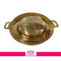 ราคา กระทะย่างเกาหลี กระทะทองเหลือง 11.5 นิ้ว สำหรับหมูกะทะ คุณภาพดี ทองเหลือง (1735188424)