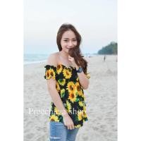 ราคา Fillin-เสื้อเปิดไหล่ลายดอกทานตะวัน (936442540)