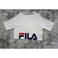 ราคา เสื้อยืดทรงครอป ฟิล่า SIZE ML อก 42" สีขาว สกรีนแบรนด์ (27258439928)