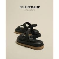 ราคา รองเท้าแตะแพลตฟอร์มสีดำรองเท้าแตะแฟชั่นผู้หญิง (10599709798)