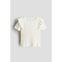 ราคา H&M(เอชแอนด์เอ็ม) เสื้อคอตตอนตกแต่งด้วยลูกเล่นฟลูซน์ เด็กผู้หญิง 1282330_2 (41500083959)