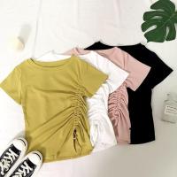 ราคา พร้อมส่ง เสื้อยืด รูดเชือก ด้านหน้า สีชมพูและเหลือง (4420771336)