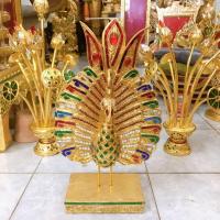 ราคา นกยูงไม้แกะสลัก สีทอง ติดกระจกหลากสี ขนาด 10" นกยูงทำพุ่มกฐิน พุ่มผ้าป่า นกยูงทอง นกยูงไม้แกะสลัก นกยูงกฐิน นกยูงมงคล (10253410831)