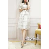 ราคา ฟรี EMS ชุดเดรสสั้น งานป้าย Lady Ribbon Thailand เสื้อผ้าแฟชั่นผู้หญิง Dress Size L สีขาว พร้อมส่งสวยเหมือนแบบ (1062103663)