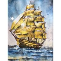 ราคา ภาพเรือสำเภาจีน/ภาพวาดมงคล/ภาพวาดสีน้ำ ขนาดA3/29.7x42cm กระดาษร้อยปอนด์ นำไปใส่กรอบติดบ้านเพิ่มศิริมงคล สวยงาม (25957044384)