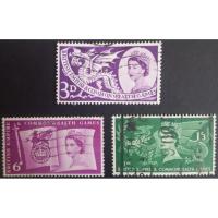 ราคา E142 แสตมป์อังกฤษใช้แล้ว ชุด Flag with British Empire and Commonwealth Games Emblem ปี 1958 ใช้แล้ว สภาพดี 3 ดวง ครบชุด (6113120878)