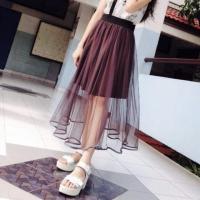 ราคา กระโปรงผ้ามุ้ง สีดำ พริ้วๆ (2332600648)