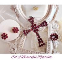 ราคา ชุด เซ็ต พลอยแท้ โรโดไลท์ การ์เนท จี้ + แหวน + ต่างหู เงินแท้ S925 พลอยธรรมชาติ Set of Beautiful Rhodolite Garnet (25693023394)