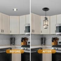 ราคา ชุดแปลงไฟกระป๋องแบบฝังร5และ6อัพเกรดโคมไฟเพดานจี้และไฟแขวนพัดลมเพดานเข้ากันได้7¾นิ้วเหล็กแบนเพดาน เหรียญ ดําเสร็จสิ้น ที4จิ (27241277844)