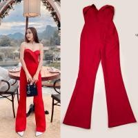 ราคา จั้มขายาวเกาะอก สีแดงรุ่นฮอต Linda (17299730403)