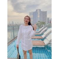 ราคา AL894 เดรสเชิ้ตกระดุมหน้า over size ร้อยเชือกเองด้านหลัง (4779128619)