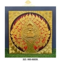 ราคา ต้นโพธิ์พระนาคปรกงานปิดทองคำเปลว ขนาดW60H60cm ภาพวาดติดผนัง กรอบรูปมงคล ภาพหิ้งพระติดห้องพระ ของขวัญ (25368397424)