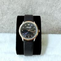 ราคา นาฬิกา Emporio Armani AR2066 หนัาปัดสีดำขอบสีทองทรงกลม สายหนังสีดำ (40561135106)