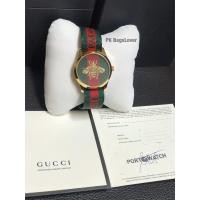 ราคา นาฬิกาสายเขียวแดง ผึ้งทอง Gucci รุ่น YA126487A หน้าปัดผึ้งทอง ขอบทอง ปัด 38 mm (12954662862)