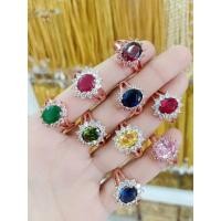 ราคา #​แหวนนาคหัวพลอยล้อมเพชคละสี#แหวนเศษนาก (22747301227)