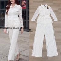 ราคา Ticha ชุดลูกไม้สีขาว ชุดทำบุญ ชุดเสื้อกางเกงสีขาว ชุดลูกไม้สีขาว (22941967463)