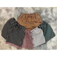 ราคา กางเกงขาสั้นลายริ้วผ้ามอสเครป (22105236335)