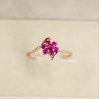 ราคา แหวนพลอยทับทิม ดีไซน์ดอกไม้ แหวนเงินแท้ 925 รับประกันพลอยแท้ 100% จิวเวลรี่จันทบุรี (18214144487)