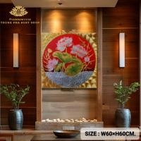 ราคา ภาพดอกบัวมงคล กรอบทอง พื้นสีแดง ขนาดW60xH60cm รูปภาพติดผนัง ภาพติดร้านนวดสปาร้านอาหาร ภาพวาดดอกบัว (8134607197)